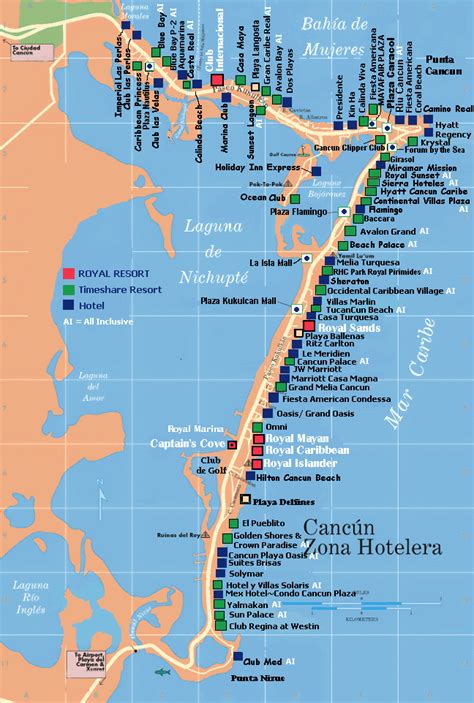 MAP Hotel Zone In Cancun Map